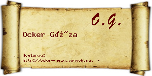 Ocker Géza névjegykártya